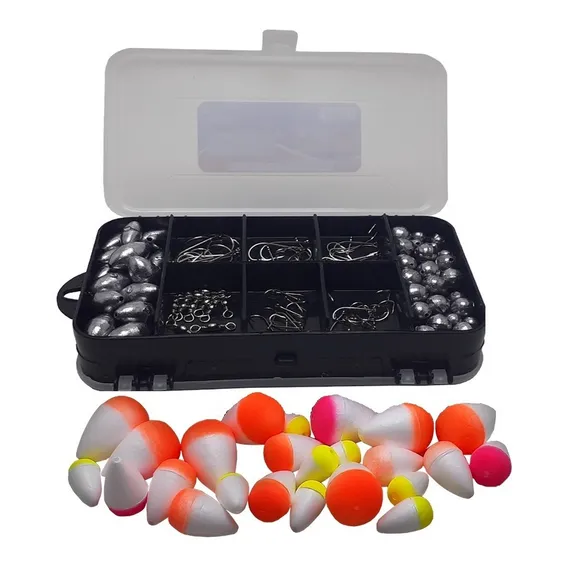 Kit Pesca Esportiva Estojo Premium Anzol Chumbo Girador Boia Foto 1