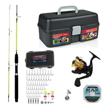 Kit Pesca Maleta Vara Molinete Linha Completo - 81 Itens Foto  mini 1