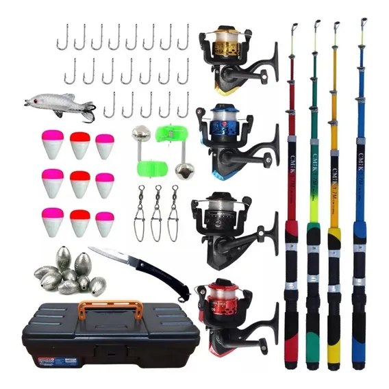 Kit Pescaria Completo 4 Varas Com Molinete + Acessórios Foto 1