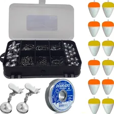 Kit Pesqueiro Chumbada Anzol Giradores Boias Linha E Sino Foto  mini 1