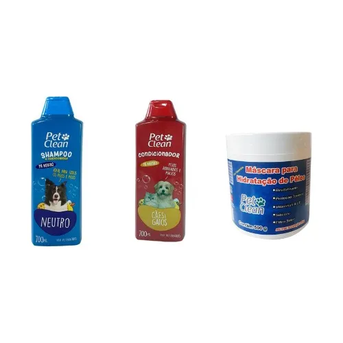 Kit Pet Clean: Shampoo, Condicionador E Máscara 500g Fragrância Variadas Foto 1
