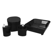 Kit Pia Cesto Lixo Dispenser Escorredor Lixeira Preto 4 Un Foto mini 1