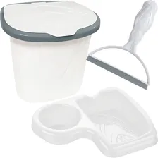 Kit Pia Cozinha Porta Detergente Bucha + Lixeira + Rodinho Cor Branco Foto mini 2