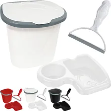 Kit Pia Cozinha Porta Detergente Bucha + Lixeira + Rodinho Cor Branco Foto mini 1
