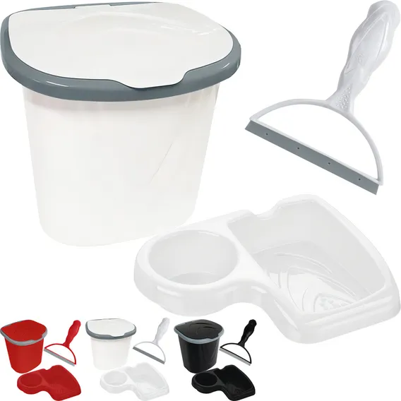 Kit Pia Cozinha Porta Detergente Bucha + Lixeira + Rodinho Cor Branco Foto 1
