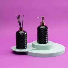 Kit Pia Lavabo Porta Sabonete Líquido E Difusor De Vidro Uz Cor Cinza Foto mini 4