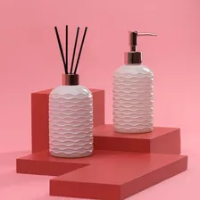 Kit Pia Lavabo Porta Sabonete Líquido E Difusor De Vidro Uz Cor Cinza Foto mini  3