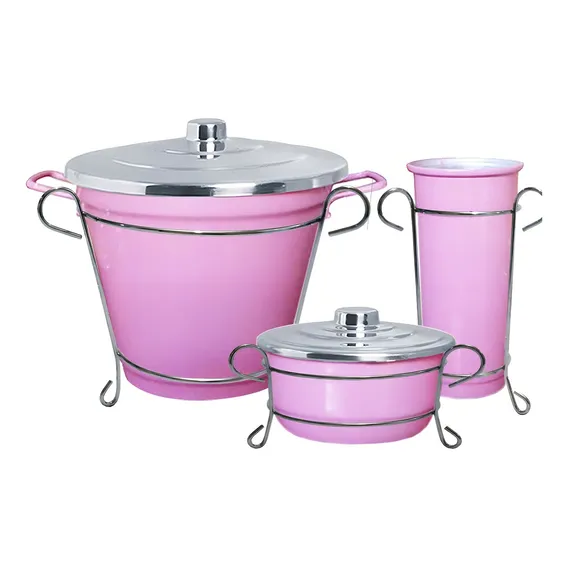 Kit Pia Lixeira Porta Detergente Sabão / Esponja Colorido Cor Rosa : Porta Sabão Neutro kit Pia Foto 1