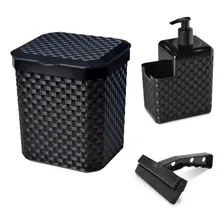 Kit Pia Organizador Lixeira Rodinho Porta Detergente Bucha Foto mini 1