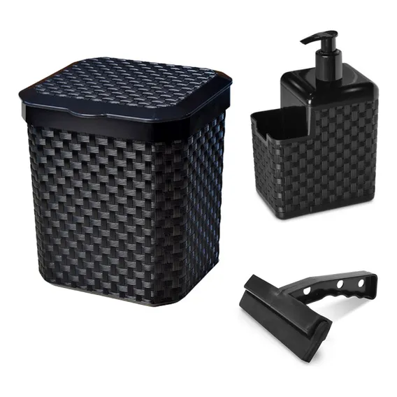 Kit Pia Organizador Lixeira Rodinho Porta Detergente Bucha Foto 1
