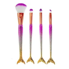 Kit Pincéis Maquiagem Pincel Unicórnio Sereia Jogo 4 Pincéis Foto mini 1
