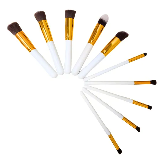 Kit Pincel De Maquiagem 10 Peças Pincel Profissional Cor Branco Foto 1