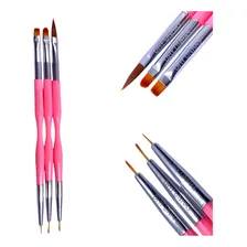 Kit Pincel Filete+pincel Oval+pincel Lingua De Gato Nail Art Foto mini 1
