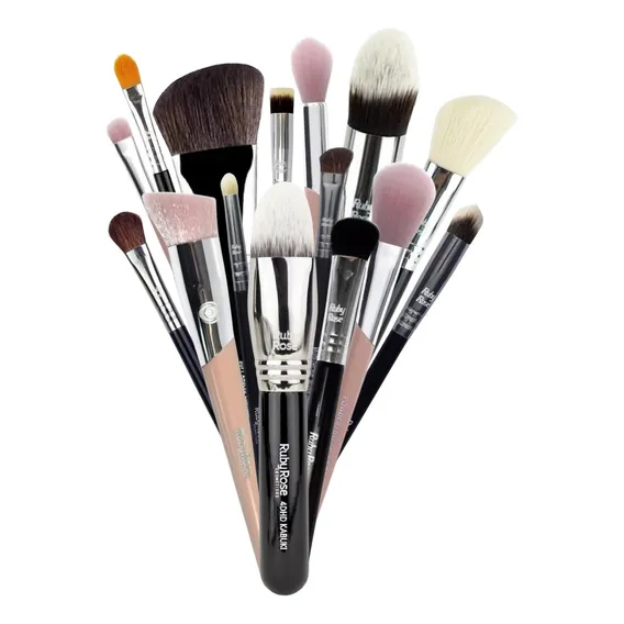 Kit Pincel Linha Max Maquiagem 15 Pincéis Ruby Rose Completo Cor Preto Foto 1