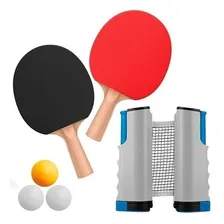 Kit Ping Pong - Rede Retrátil + 2 Raquetes + 3 Bolinhas Foto mini 1