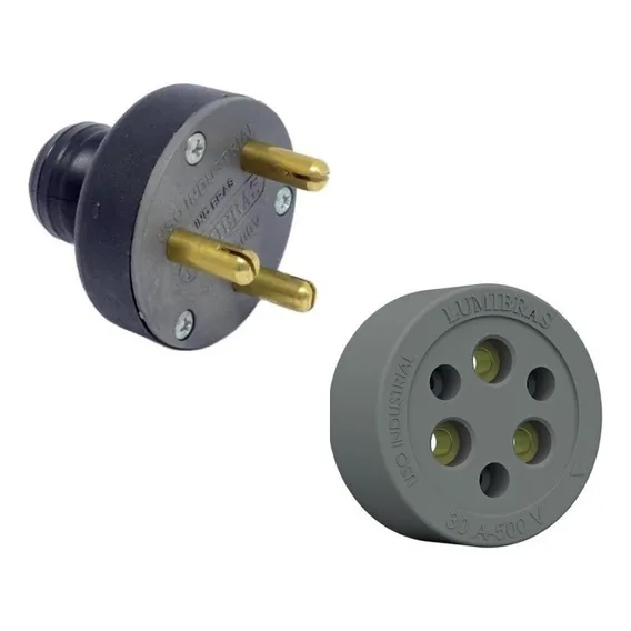 Kit Pino Plug + Tomada Nylon C/ Fibra 3x 32a Lumibras Foto 1