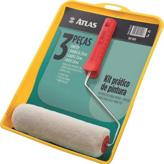 Kit Pintura Parede 3 Peças Bandeja Rolo Garfo 23cm Atlas Foto 1