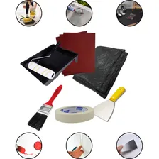 Kit Pintura Parede Rolo Lã Bandeja Lixa Pincel Lona Trincha Foto  mini 1