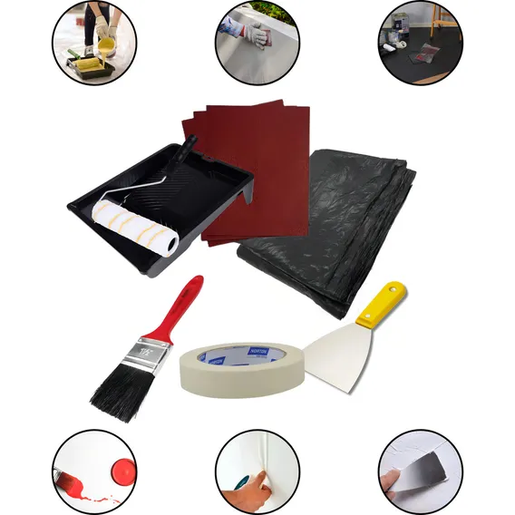 Kit Pintura Parede Rolo Lã Bandeja Lixa Pincel Lona Trincha Foto 1