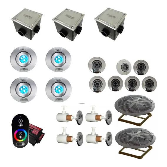 Kit Piscina Alvenaria 50mm Led Inox Comando Hidro Retorno Luz Não Aplica Foto 1