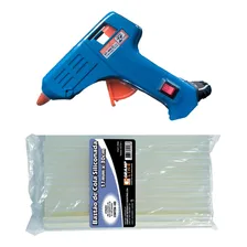 Kit Pistola Cola Quente Botão (on/off) Gt-40sbiv + 1 Kg Cola Cor Azul 127/220v Foto  mini 1