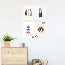 Kit Placa Decorativa Mdf Maquiagem 4un 20x30cm Foto mini  2
