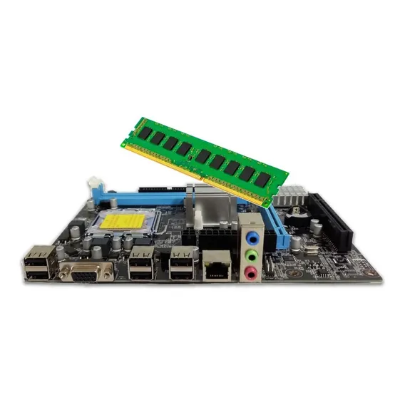 Kit Placa M茫e 775 G41 + 4gb De Mem贸ria Ddr3 1333mhz Nova Cor Preto Foto 1