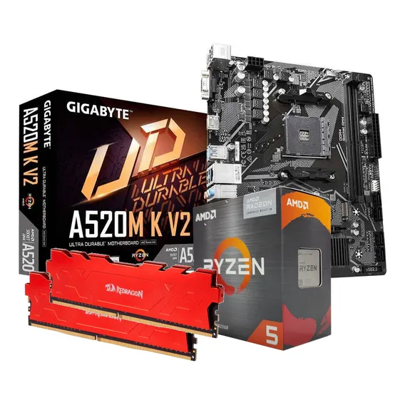 Kit Placa Mãe A520m K Ryzen 5 5600g Ram 2x8gb 3200mhz Foto 1