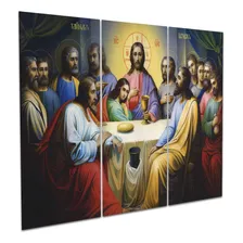 Kit Placa Quadro Decorativo 3pç 3d Borda Infinita Santa Ceia Foto  mini 1