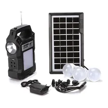 Kit Placa Solar 3 Lâmpada Rádio Fm Central Com Bateria Foto mini 1