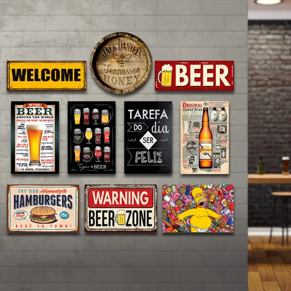 Kit Placas Decorativas Bebidas Mdf - 10 Placas Foto 1