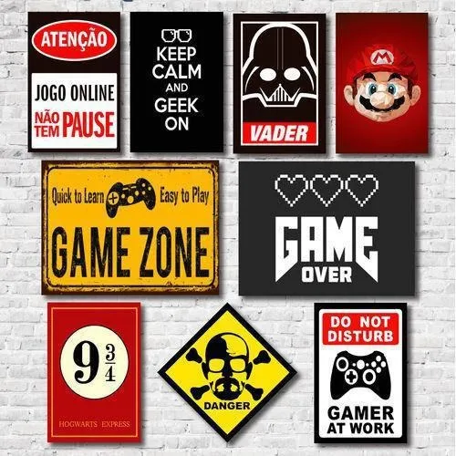 Kit Placas Decorativas Geek Nerd Frases Mdf - 9 Placas Foto 1