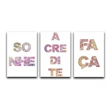 Kit Placas Quadros Decorativos 3 Pçs 20x30 Sonhe Acredite Foto mini 1