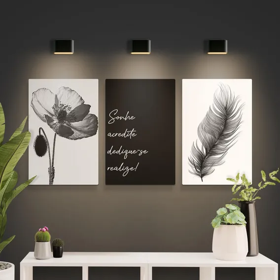 Kit Placas Quadros Decorativos 3 Peças Mdf - Sonhe, Acredite Foto 1