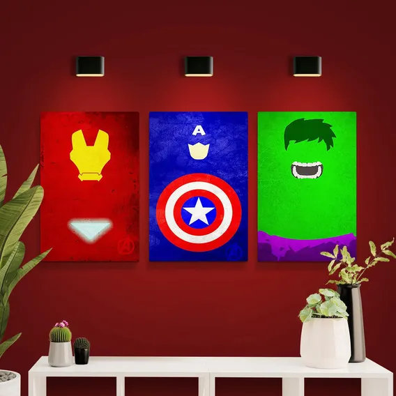 Kit Placas Quadros Decorativos 3 Peças Mdf - Super Heróis Foto 1
