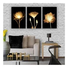 Kit Placas Quadros Sala 3 Pçs 20x30 Floral Flores Amarelas Foto mini 3