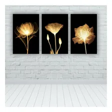 Kit Placas Quadros Sala 3 Pçs 20x30 Floral Flores Amarelas Foto mini 2