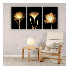 Kit Placas Quadros Sala 3 Pçs 20x30 Floral Flores Amarelas Foto mini 4