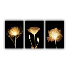 Kit Placas Quadros Sala 3 Pçs 20x30 Floral Flores Amarelas Foto mini 1