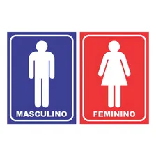 Kit Placas Sinalizadoras Banheiro Masculino Feminino Pvc Foto  mini 1