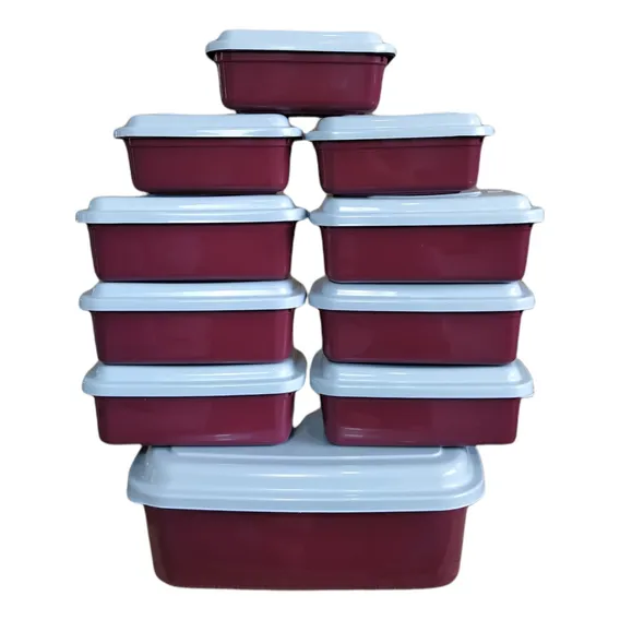 Kit Plástico Vasilha Retangular Cozinha Jogo Conjunto Açai Foto 1