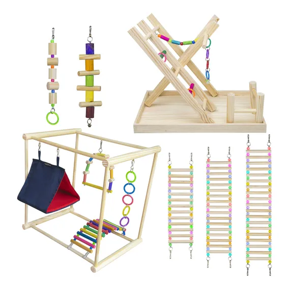 Kit Playground Brinquedos Balanço E Escada Para Calopsita Foto 1