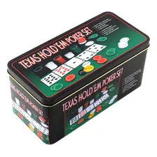 Kit Poker Texas Holdem Lata 200 Fichas 2 Baralhos Feltro Foto mini 1