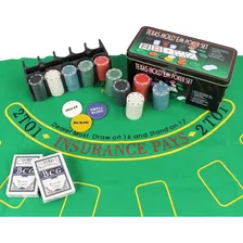 Kit Poker Texas Holdem Lata 200 Fichas 2 Baralhos Feltro Foto mini 2