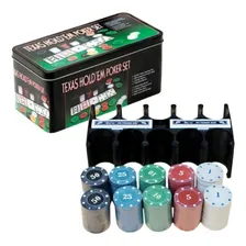 Kit Poker Texas Holdem Lata 200 Fichas 2 Baralhos Feltro Foto mini 3