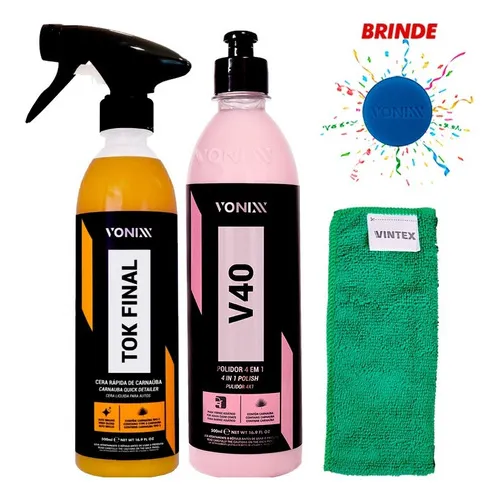 Kit Polidor V40 4 Em 1 + Cera Carnauba Tok Final Vonixx Cor All Colors Foto 1