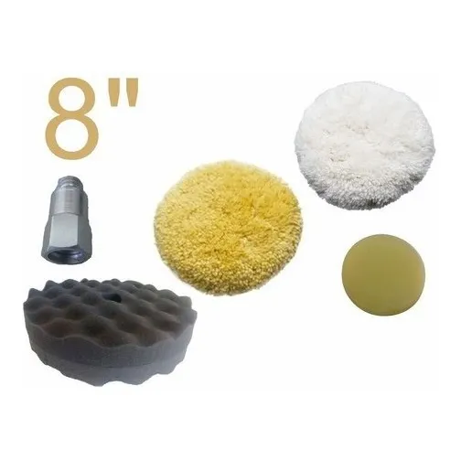 Kit Polimento Boinas De Lã E Espuma 8 Polegadas +adaptador Foto 1