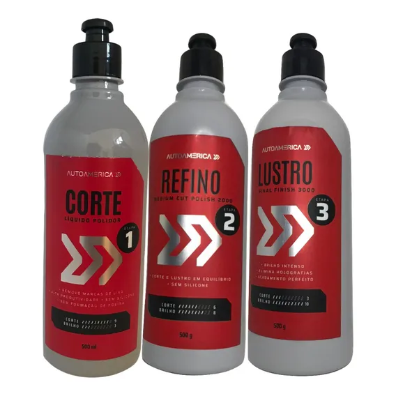 Kit Polimento Menzerna 300ml Corte Refino Lustro Autoamerica Foto 1