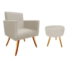 Kit Poltrona Bia + Puff Lavinia Redondo Suede Bege Foto mini 1
