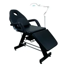 Kit Poltrona Fixa Reclinavel Lupa Articulada + Fixador para Estética Tatuador Cor Preto Foto  mini 1